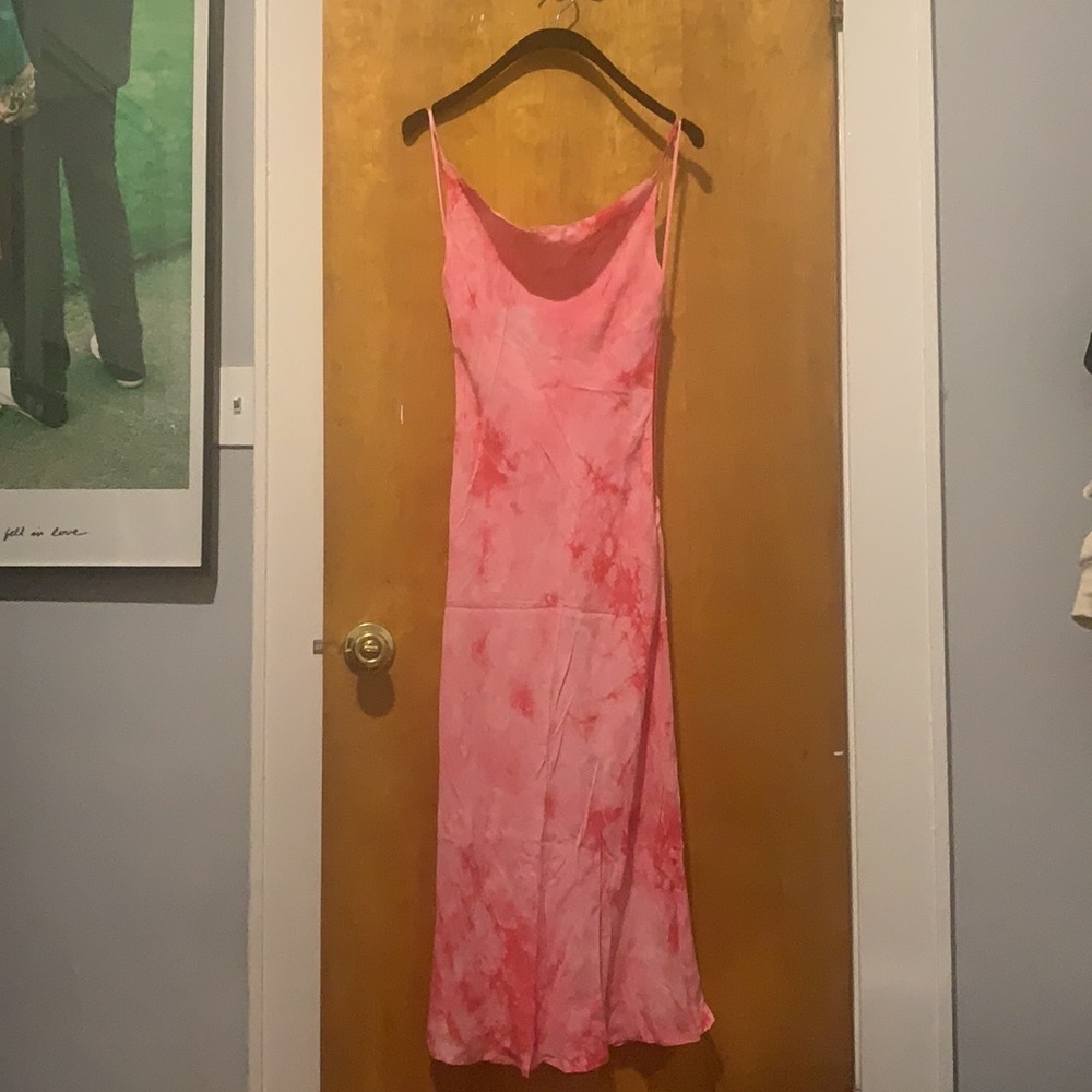 Cotton Candy LA midi pink tie dye dress with cowl